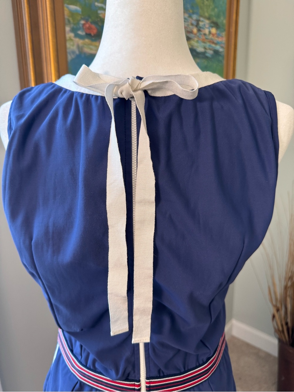 Vintage D&G Dolce & Gabbana Sleeveless Dress Blue with Striped Waistband Size 6 - Picture 6 of 12